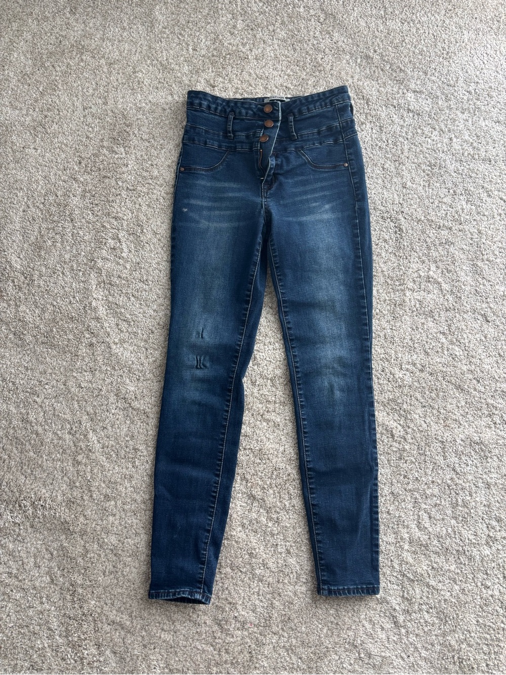 refuge Mid-Dark Blue High-Rise Skinny Jeans